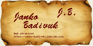 Janko Badivuk vizit kartica